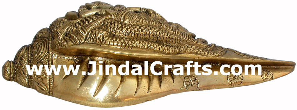 Conch - Hand Carved Indian Art Craft Handicraft Home Decor Brass Figurine