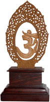 OM Symbol Hand Carved Wooden Hindu Religious Symbol Indian Handicraft Craft Arts