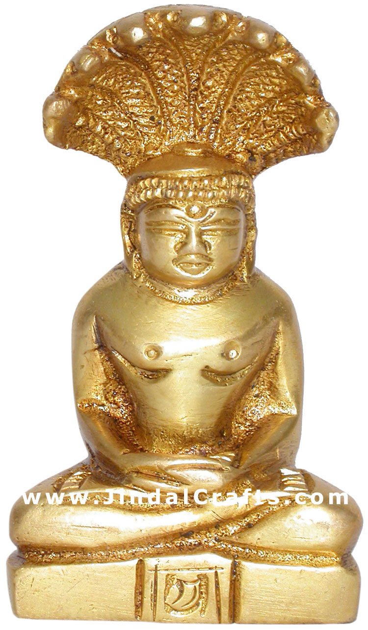 God Parasnath Jainism Religious Statue Indian Artifact Brass Handicraft Figurine