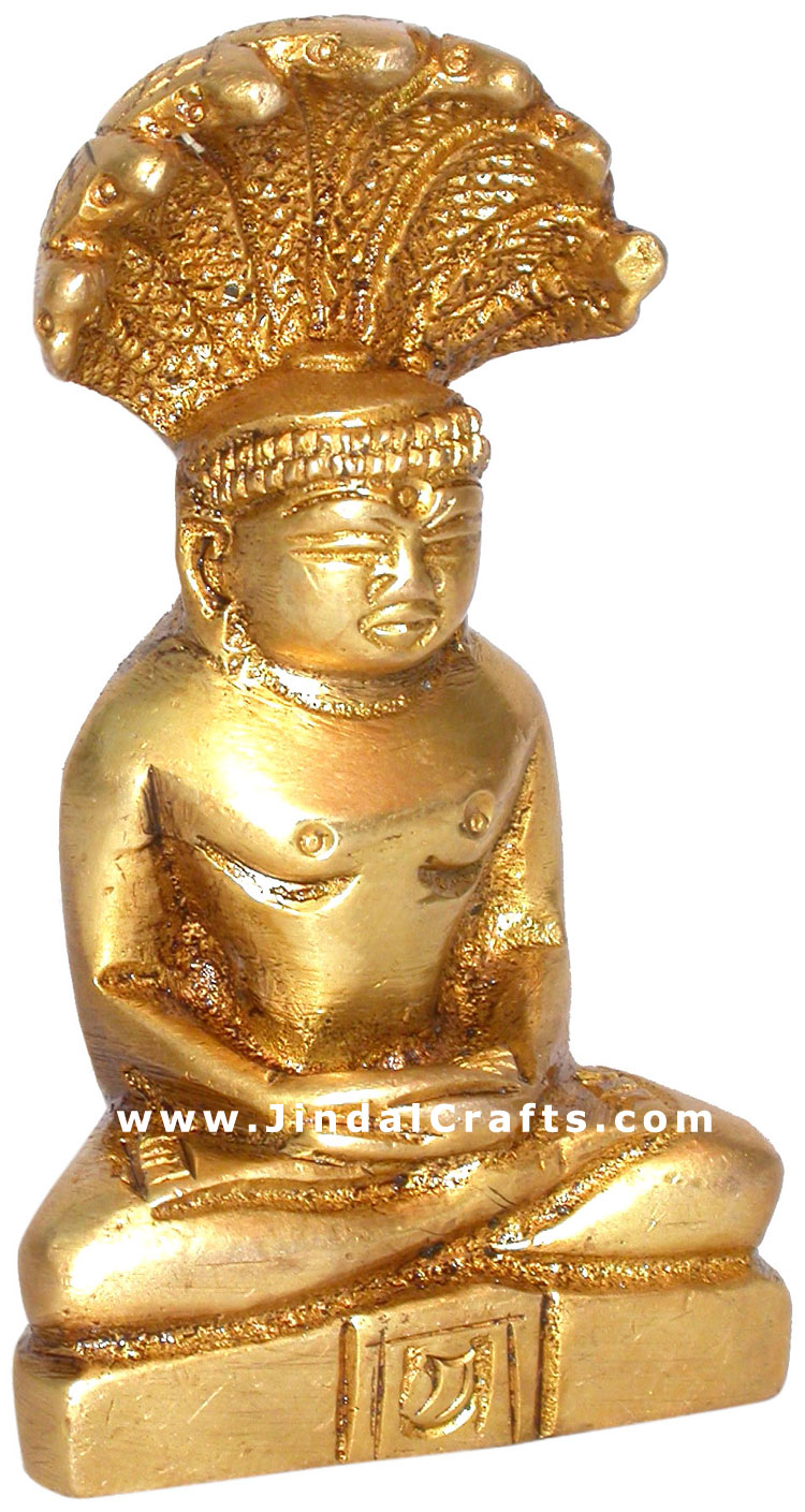 God Parasnath Jainism Religious Statue Indian Artifact Brass Handicraft Figurine