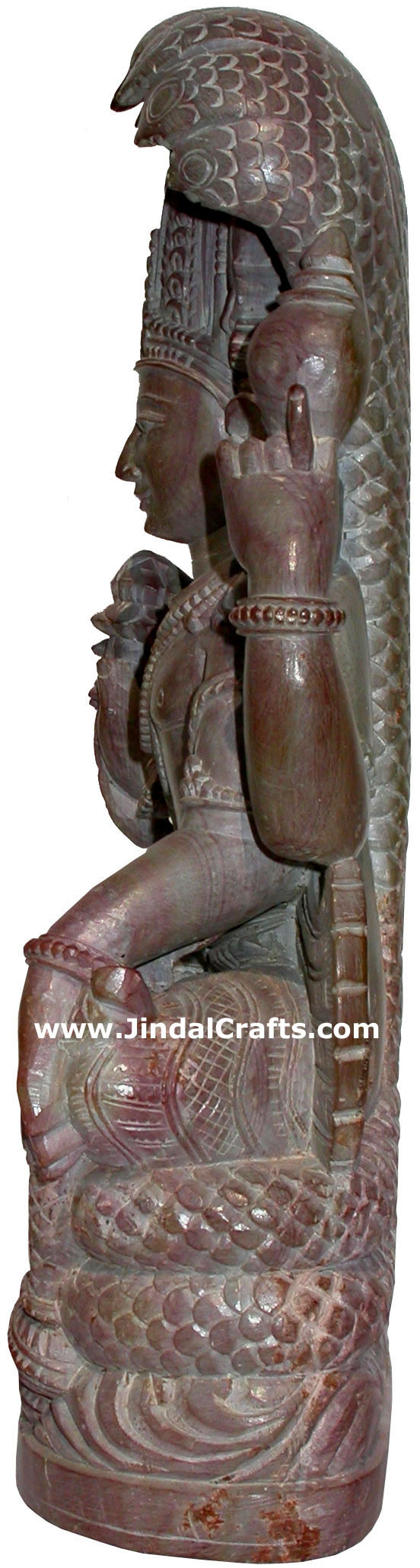 Hand Carved Stone Lord Narayan Figure Indian Art