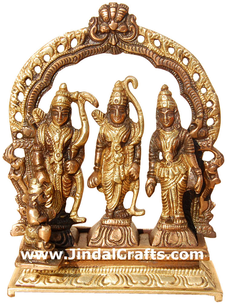 Hindu Deities Ram Sita Laxman India Brass Carving Arts