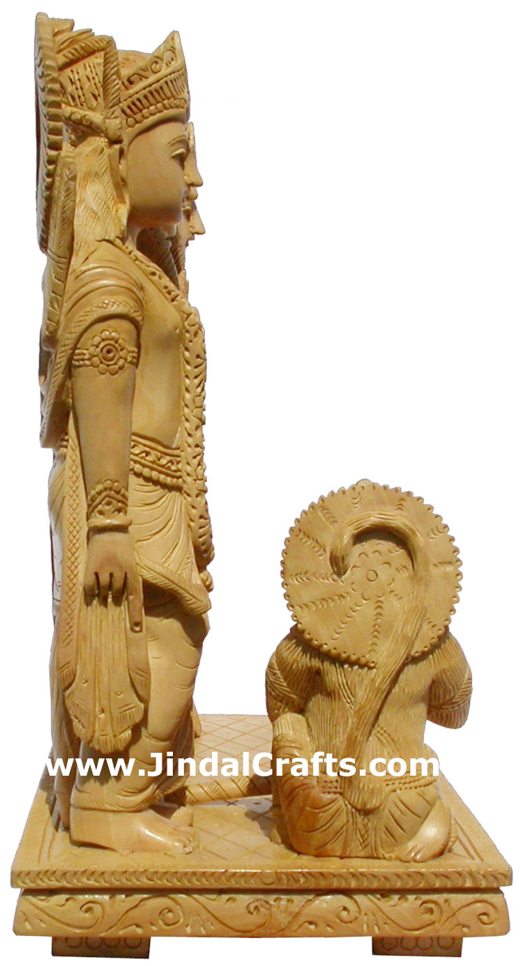 Wood Sculpture Lord Ram Laxman Sita Hanuman Handmade Hindu Statue Figure Indian