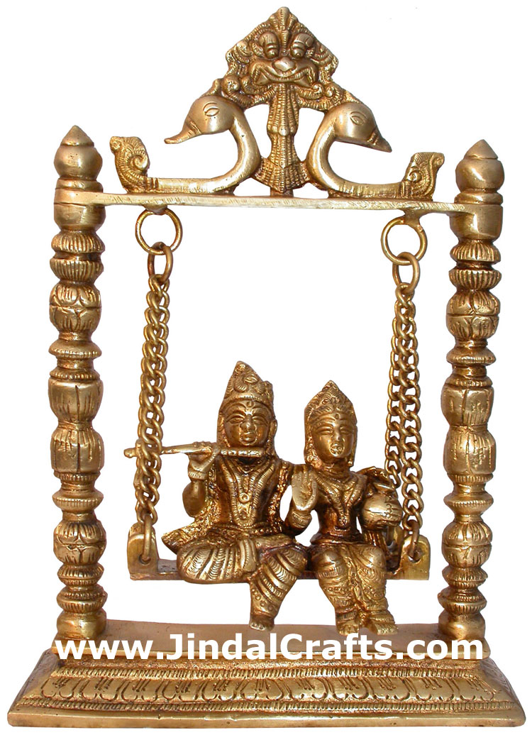 Hindu Deities Radha Krishna India Brass Carving Arts