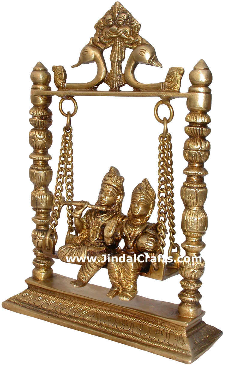 Hindu Deities Radha Krishna India Brass Carving Arts