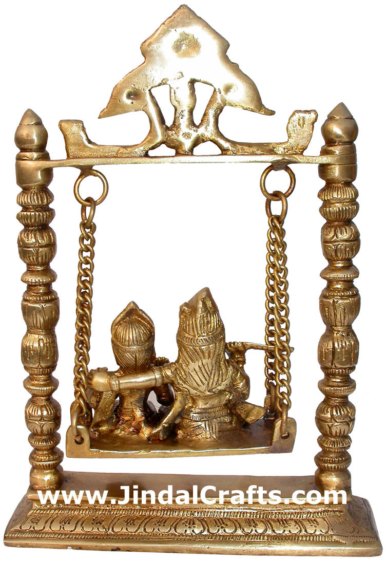 Hindu Deities Radha Krishna India Brass Carving Arts