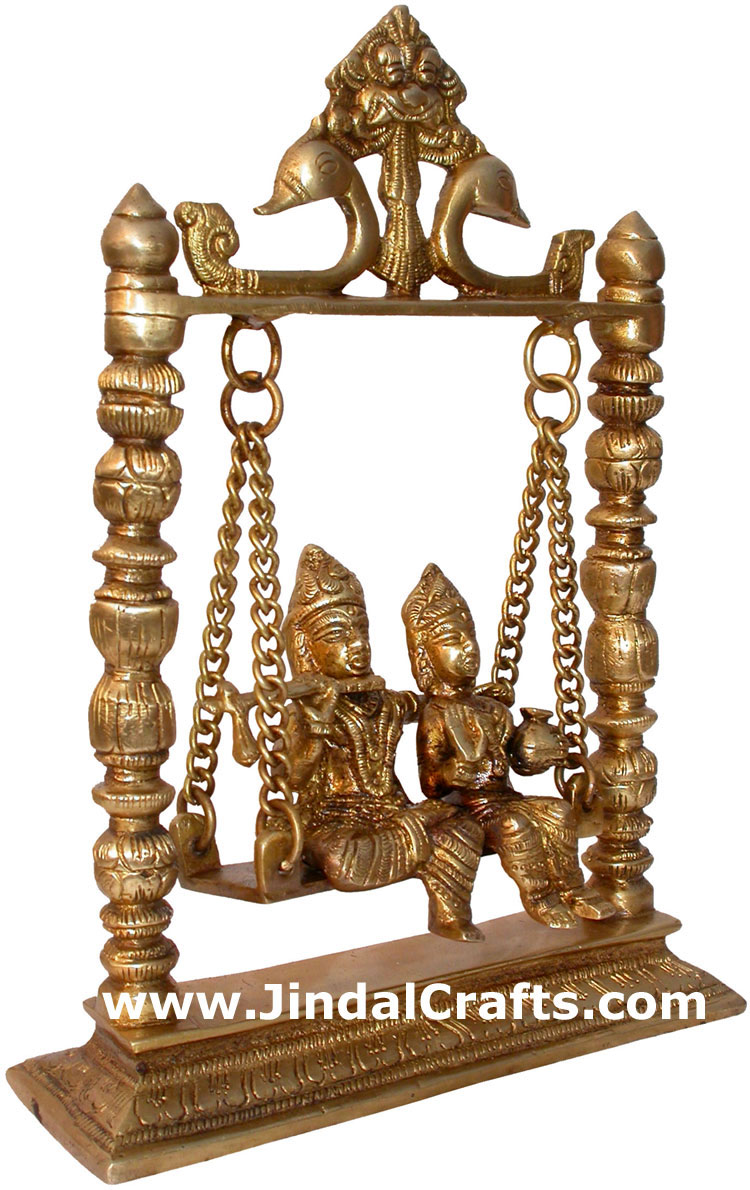Hindu Deities Radha Krishna India Brass Carving Arts