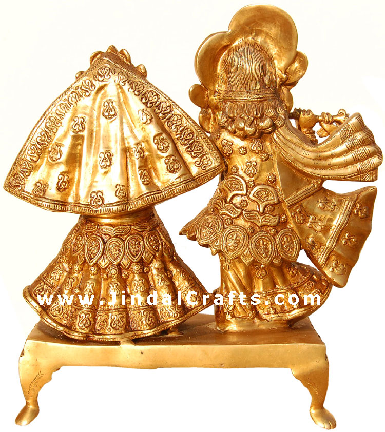 Radha Krishna Handmade Indian God Brass Sculpture Art