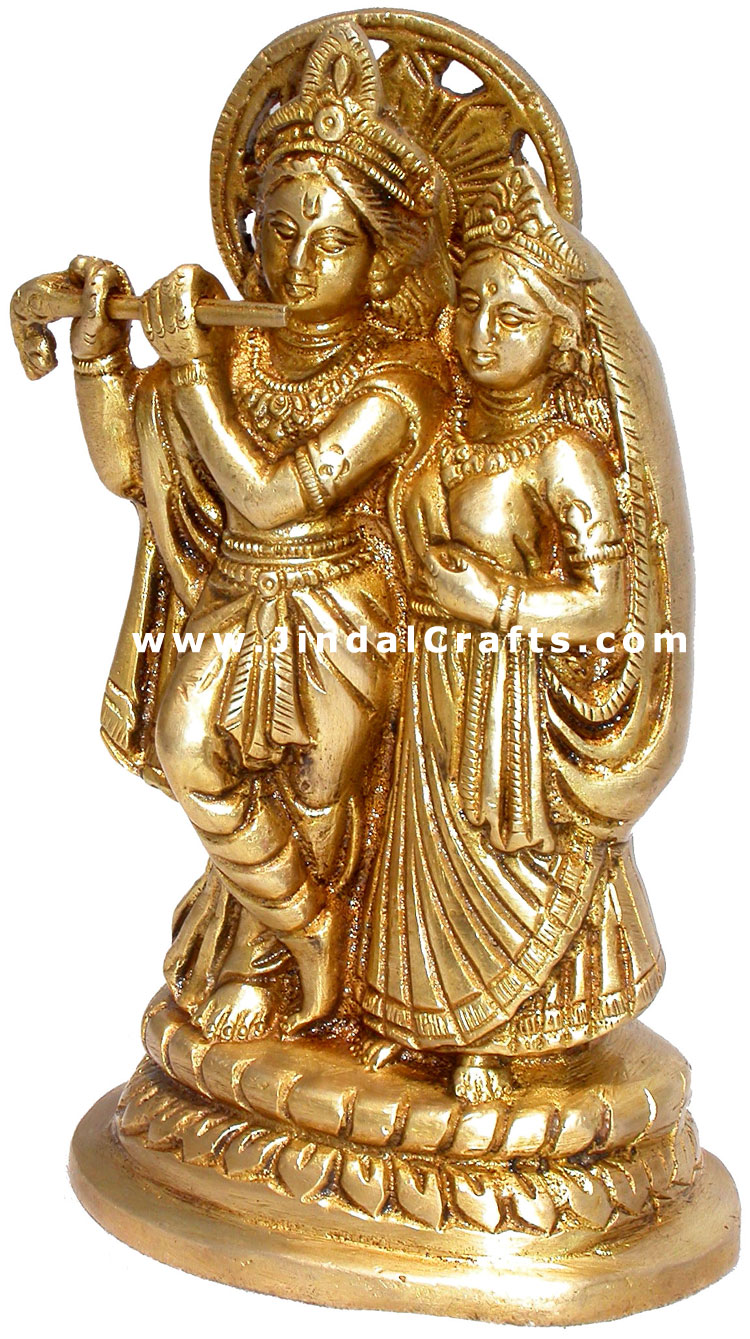 Radha Krishna - Brass made Indian God Goddess Statue Figurine Handicrafts Statue