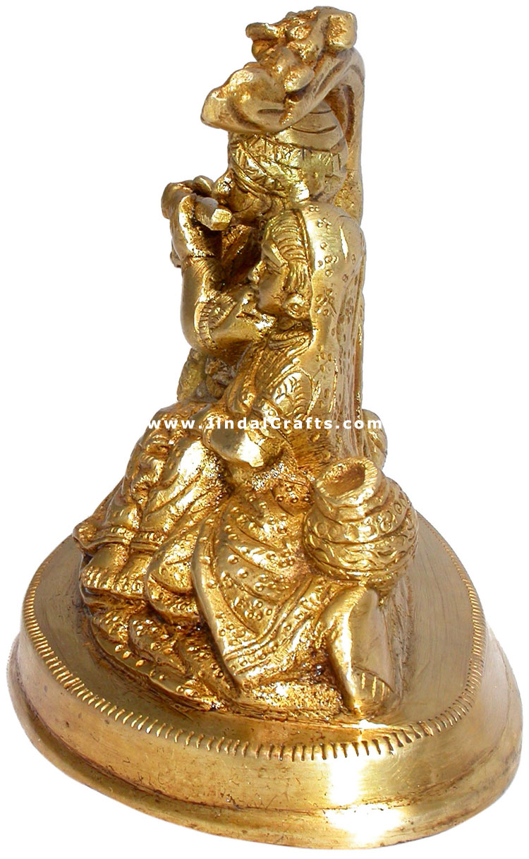 Radha Krishna Indian God Sculpture Brass Handmade Art