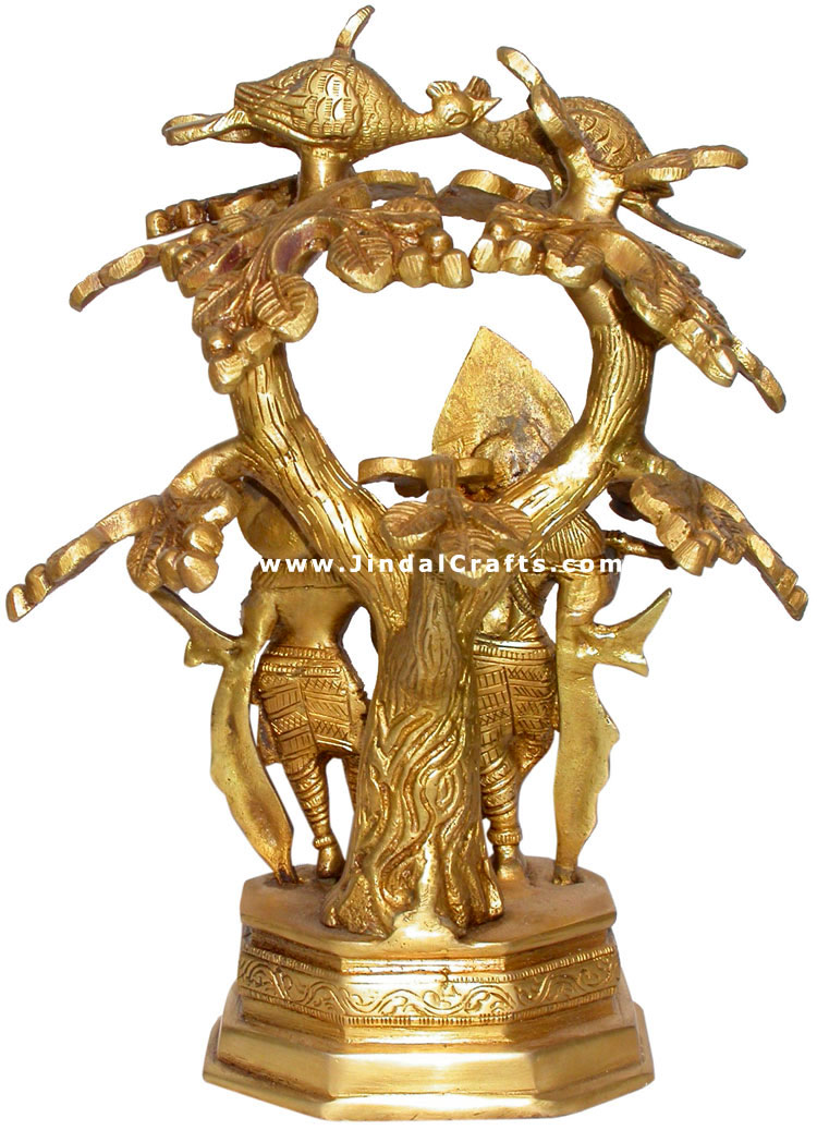 Radha Krishna Brass Carvings Indian Gods Statues Art
