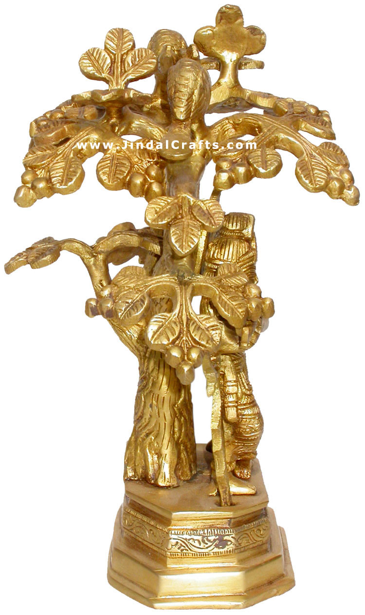 Radha Krishna Brass Carvings Indian Gods Statues Art