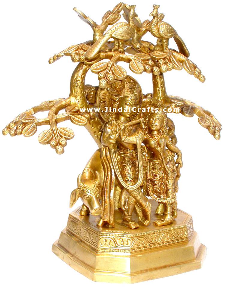 Radha Krishna Hindu Religious Statues Brass India Art