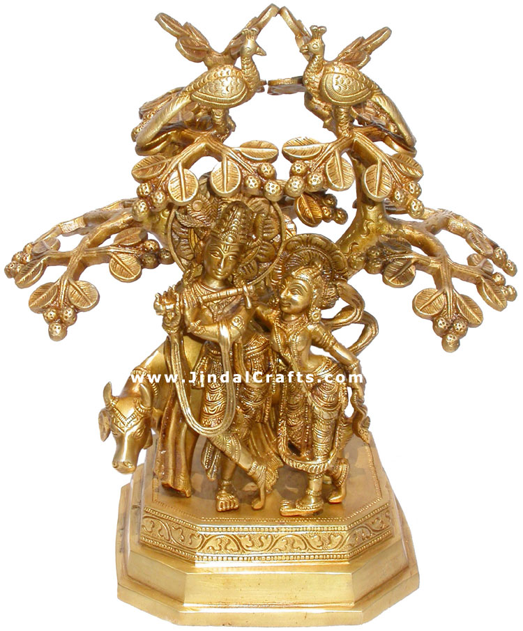 Radha Krishna Hindu Religious Statues Brass India Art