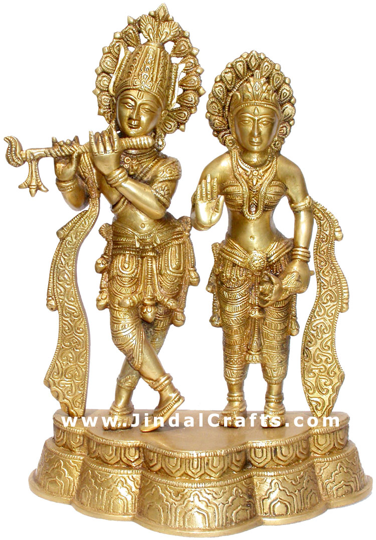Radha Krishna Indian Gods Religious Sculptures Carving