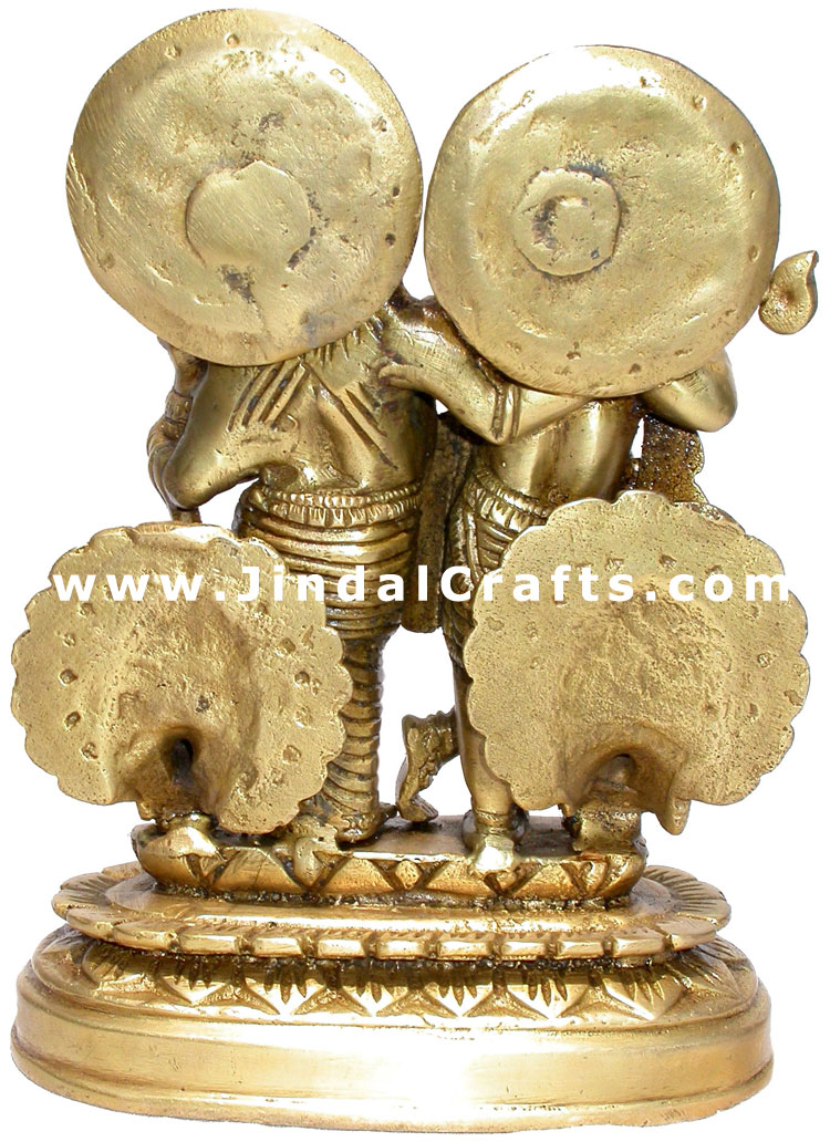Radha Krishna Pair Indian God Goddess Statues Brass Art
