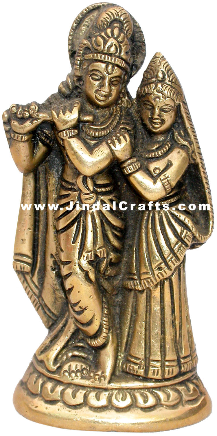 Radha Krishna Indian Religious Handmade Brass Sculpture