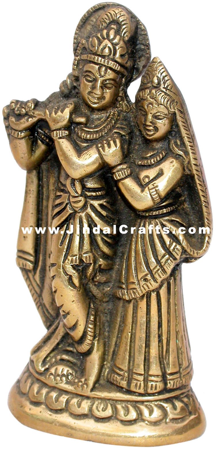 Radha Krishna Indian Religious Handmade Brass Sculpture