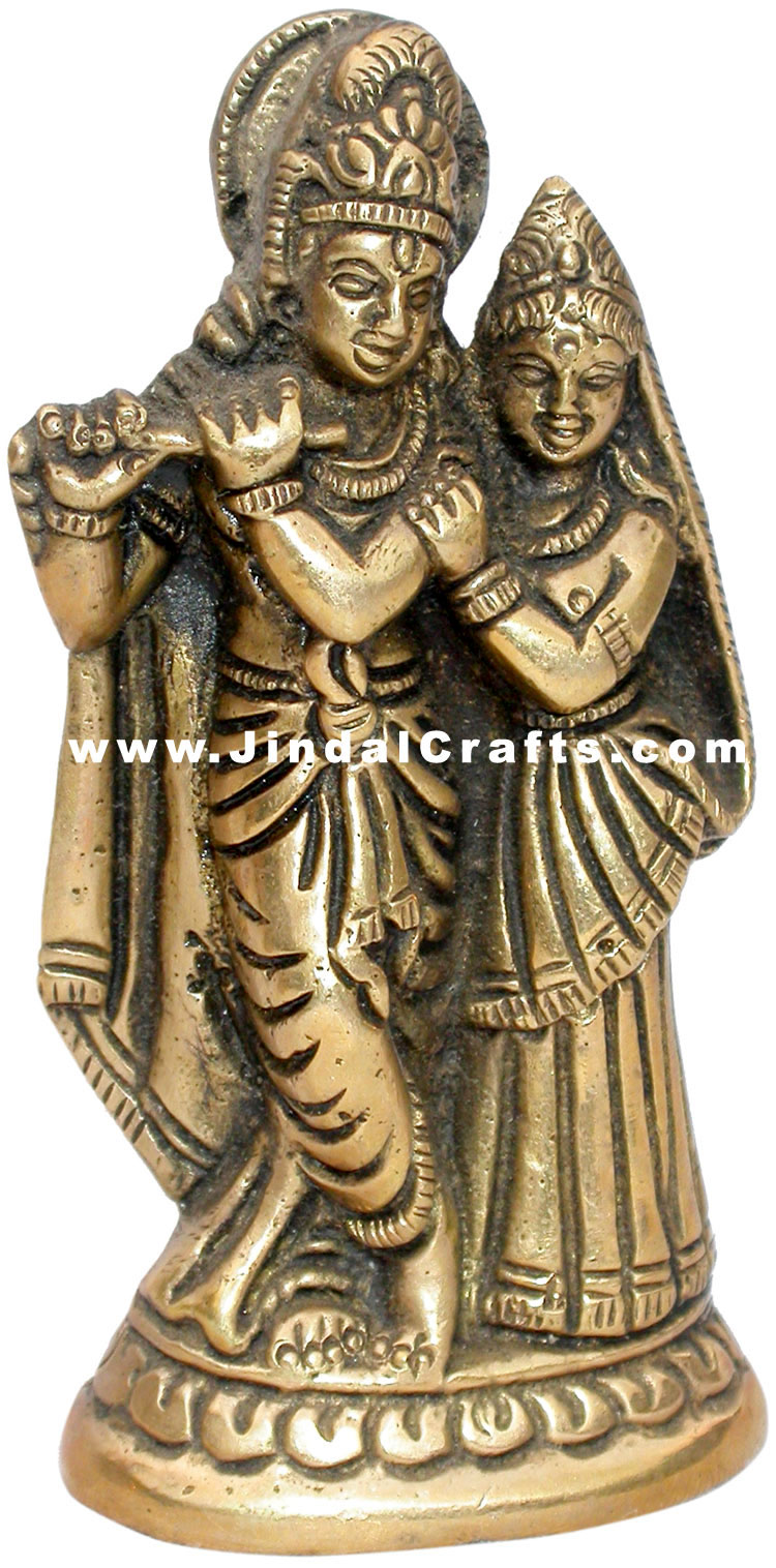 Radha Krishna Indian Religious Handmade Brass Sculpture