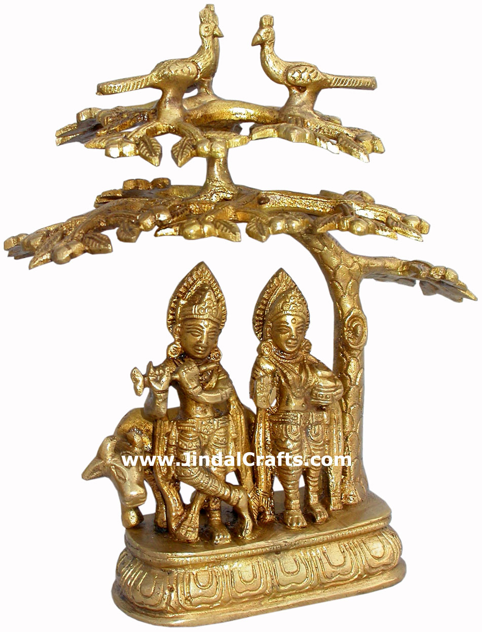 Radha Krishna Hand Carved Indian Art Craft Handicraft Home Decor Brass Figurine