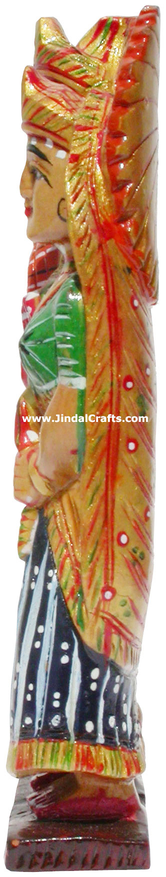 Hand Carved Wooden Radha Krishna Figure Indian Art