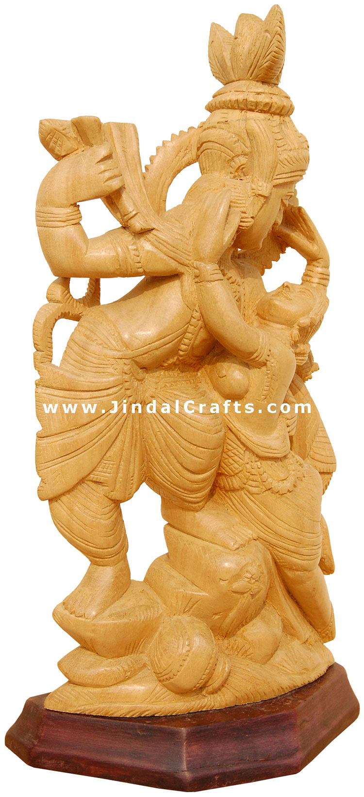 Handcrafted Wooden Radha Krishna Hindu Sculpture Art