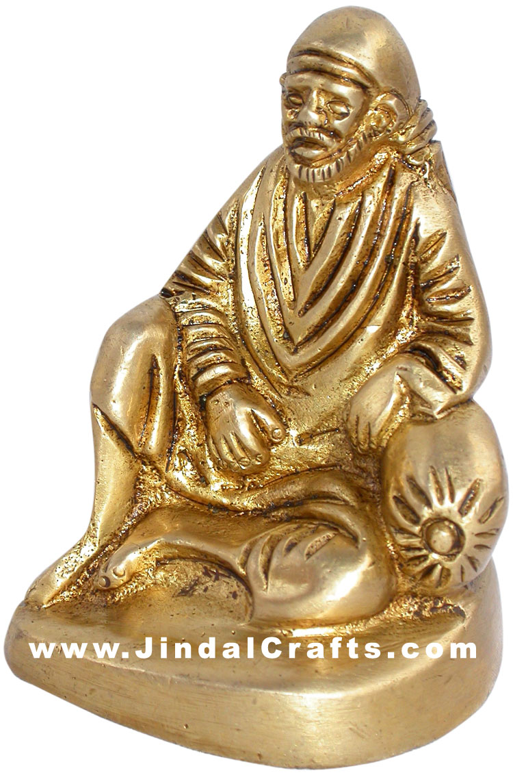 Sai Baba Indian God Religious Brass Sculpture Hinduism Idol Handicrafts Figurine