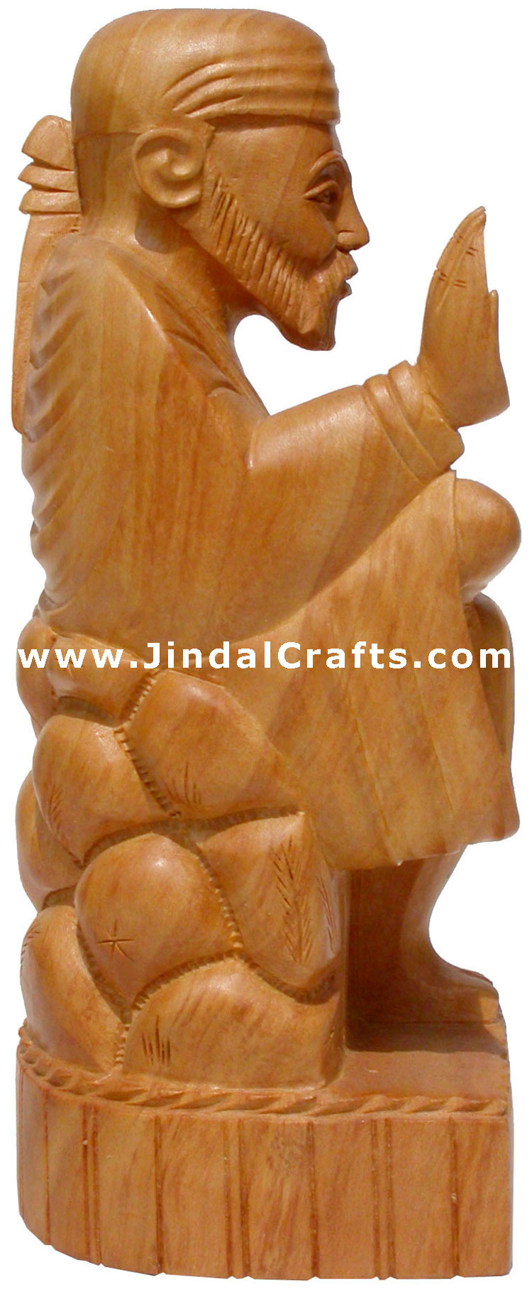 Sant Sai Baba - Hand Carved Wooden Staute Indian Crafts