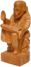 Sant Sai Baba - Hand Carved Wooden Staute Indian Crafts