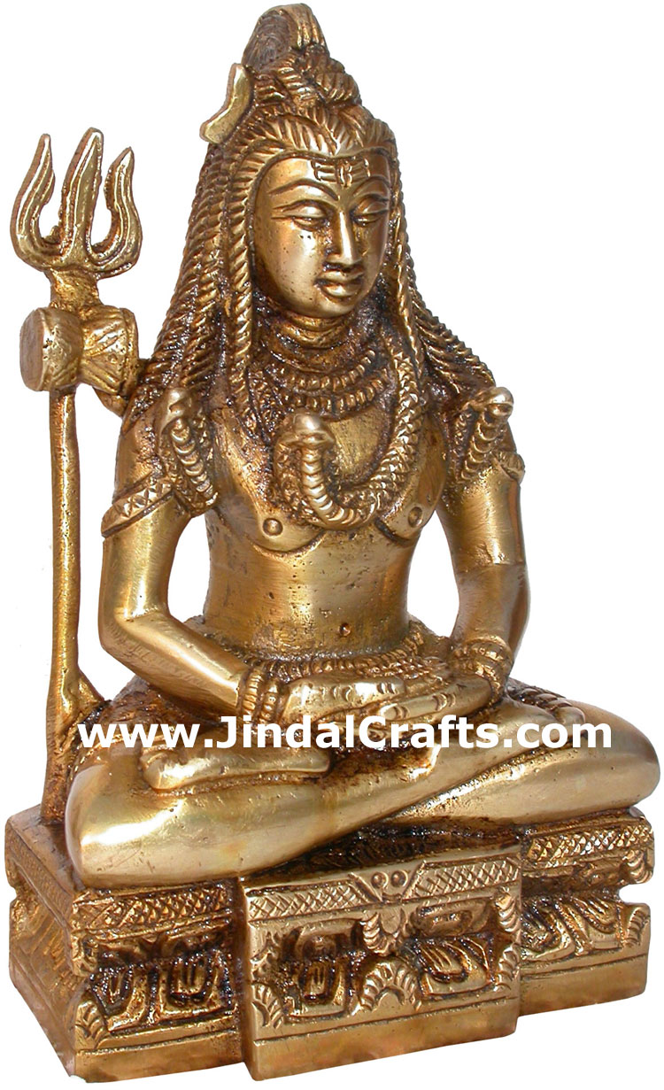 Hindu Deities God Shiva India Brass Carving Artefacts
