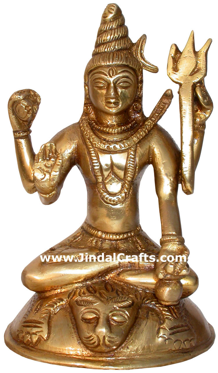 Hindu Deities God Shiva India Brass Carving Artefacts