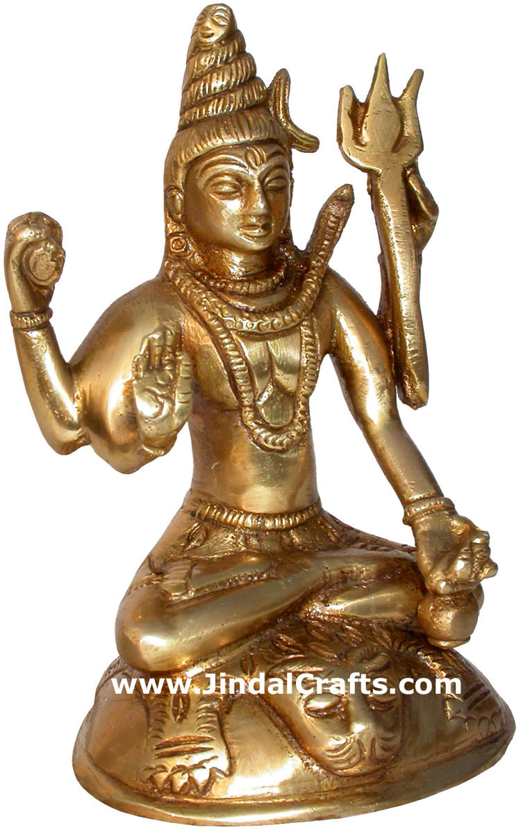 Hindu Deities God Shiva India Brass Carving Artefacts