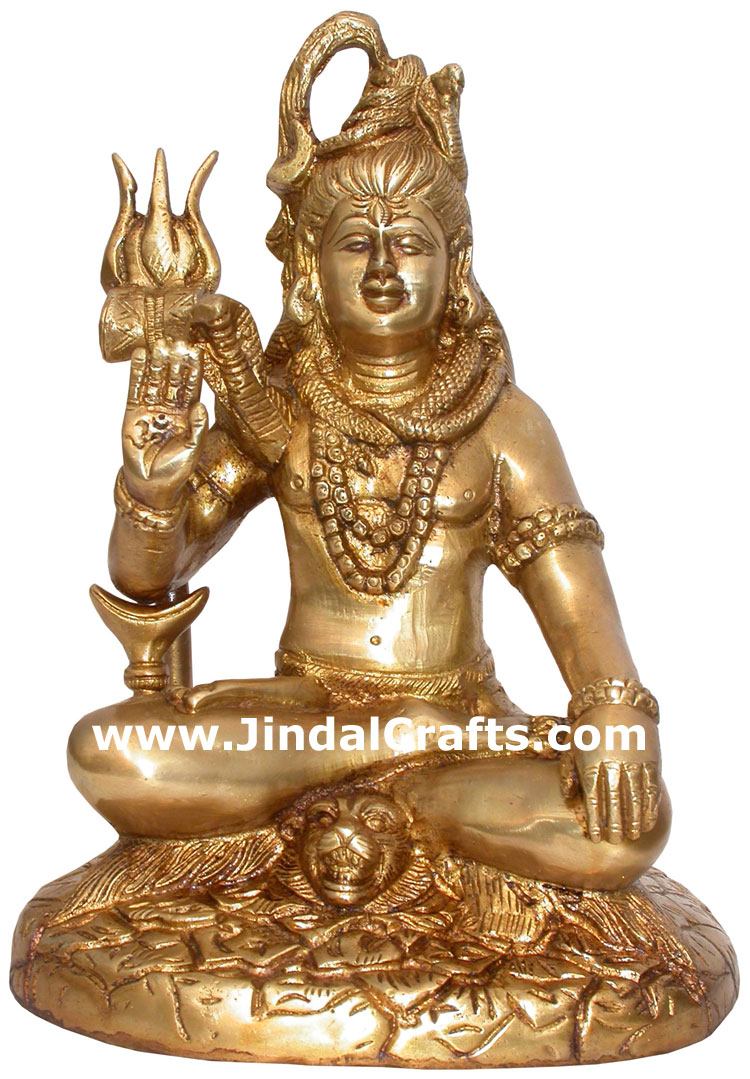 Hindu Deities God Shiva India Brass Carving Artifacts Hindu Religious Handicraft