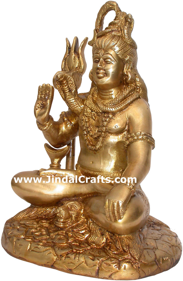 Hindu Deities God Shiva India Brass Carving Artifacts Hindu Religious Handicraft