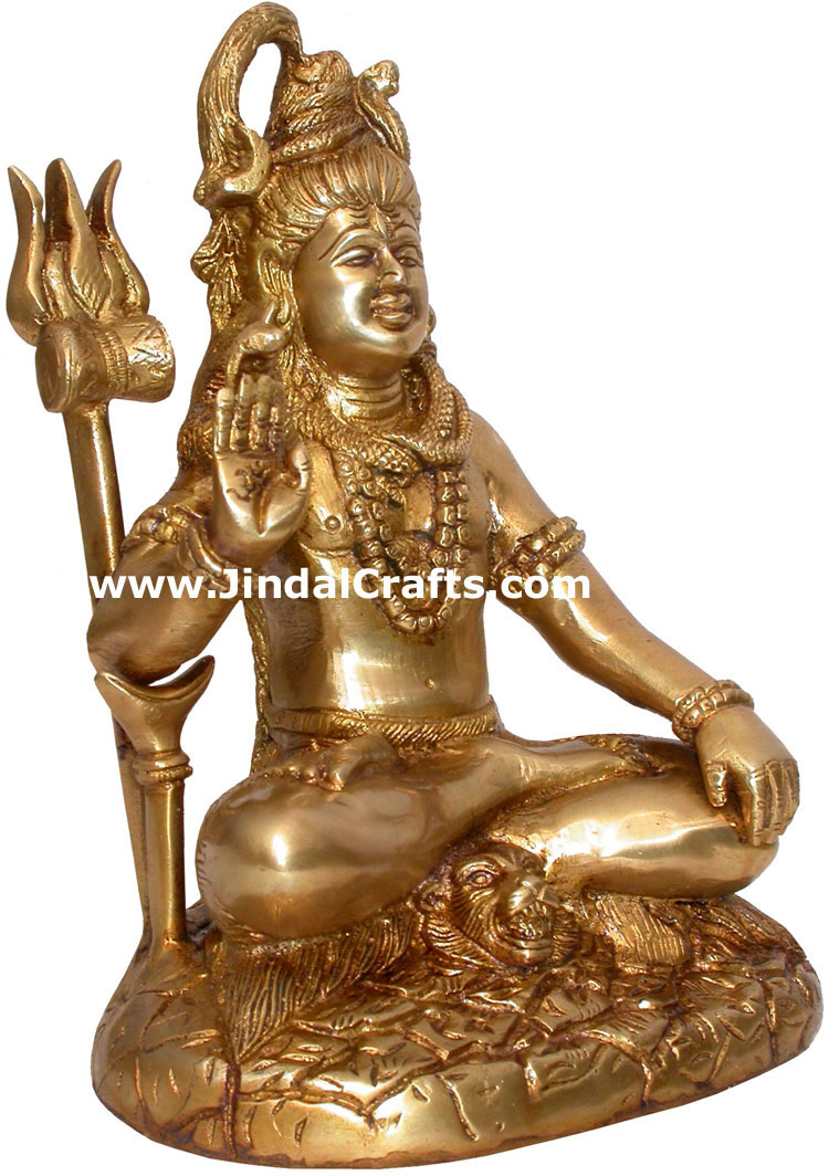Hindu Deities God Shiva India Brass Carving Artifacts Hindu Religious Handicraft
