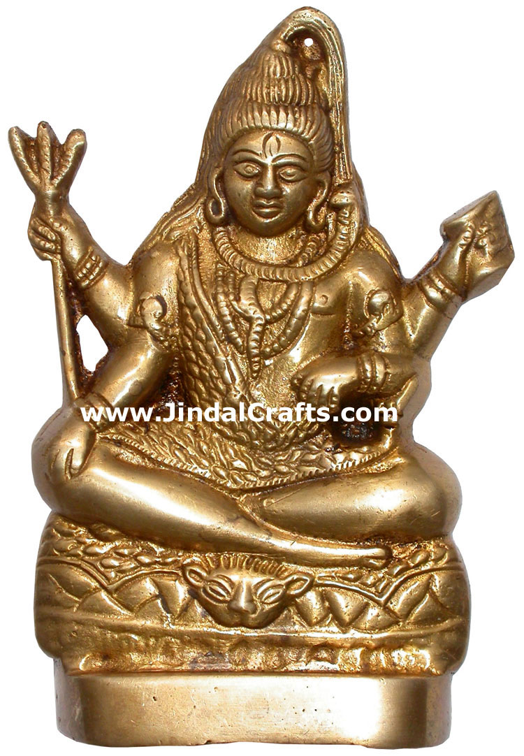 Hindu Deities God Shiva India Brass Carving Artefacts