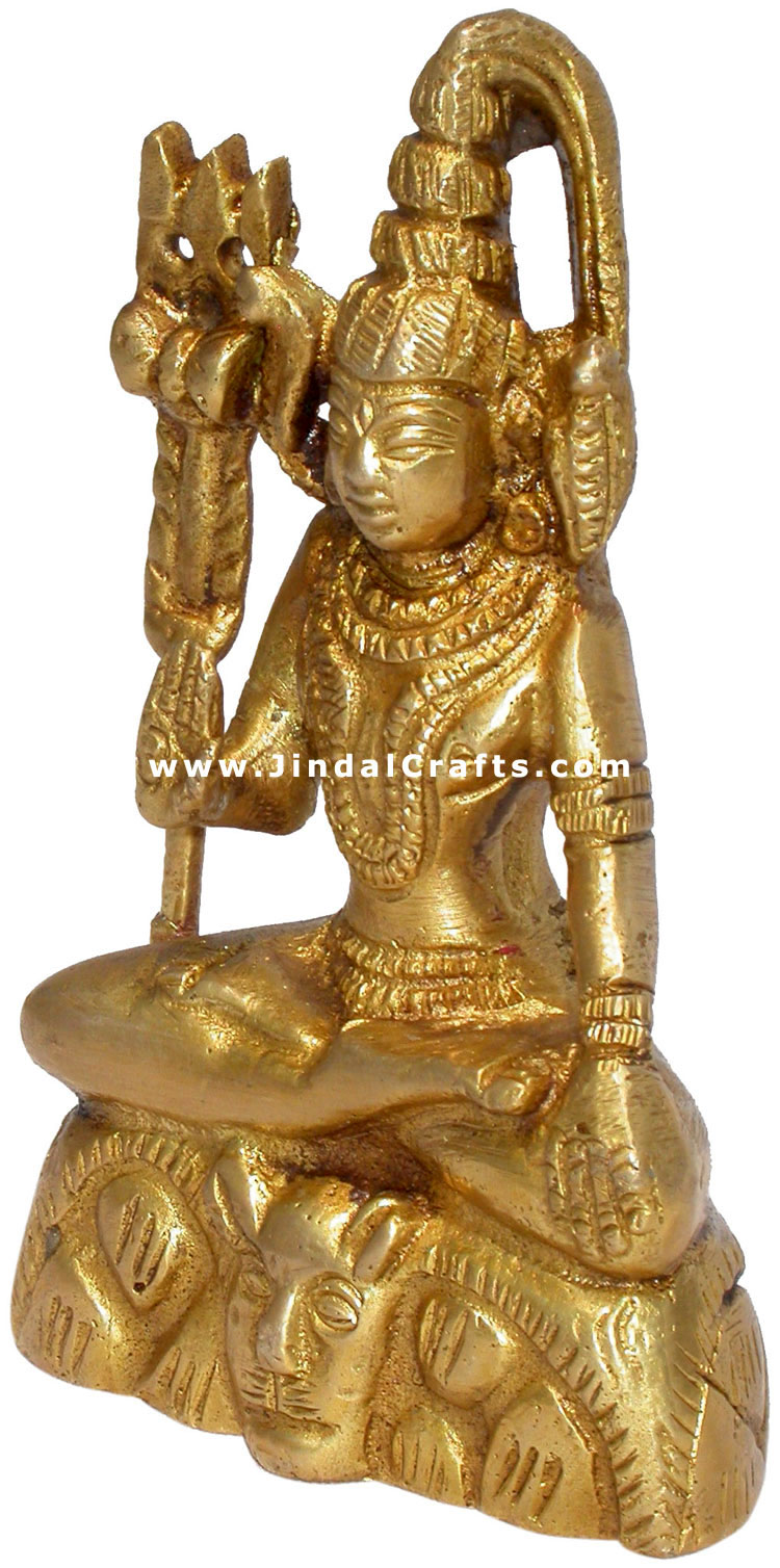 Lord Shiva Indian God Brass Figurines Hand Carved Art Hindu Religious Arts