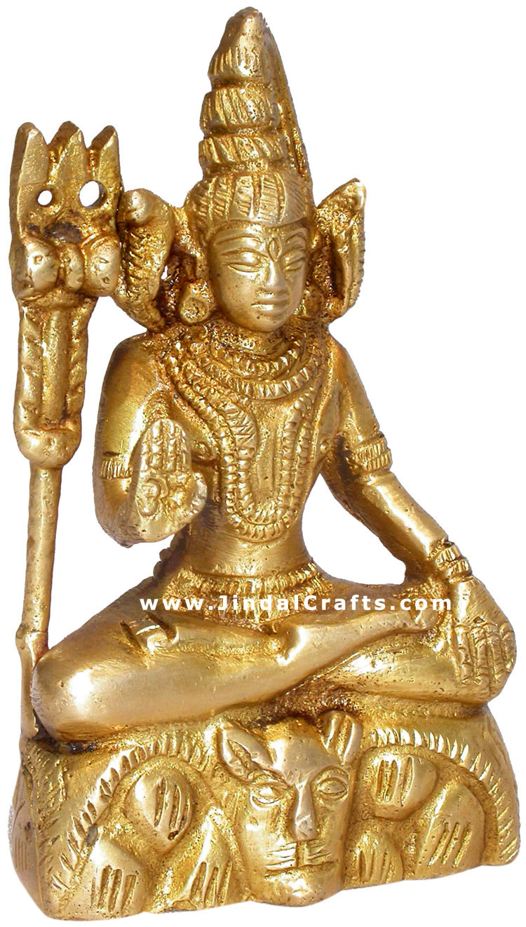 Lord Shiva Indian God Brass Figurines Hand Carved Art Hindu Religious Arts