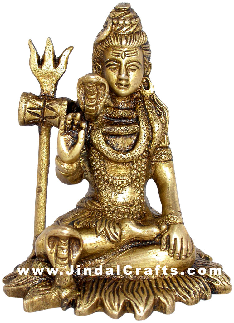 Lord Shiva Indian God Brass Figurines Hand Carved Art