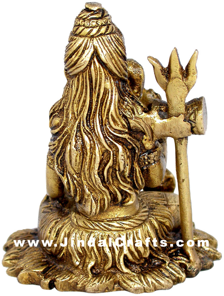 Lord Shiva Indian God Brass Figurines Hand Carved Art
