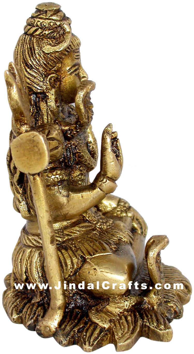 Lord Shiva Indian God Brass Figurines Hand Carved Art