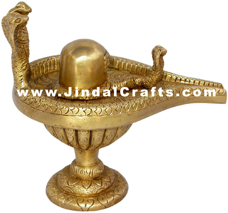 Shivlinga Indian Religious Brass Sculpture Idol Statue Lord Shiva Brass Artifact