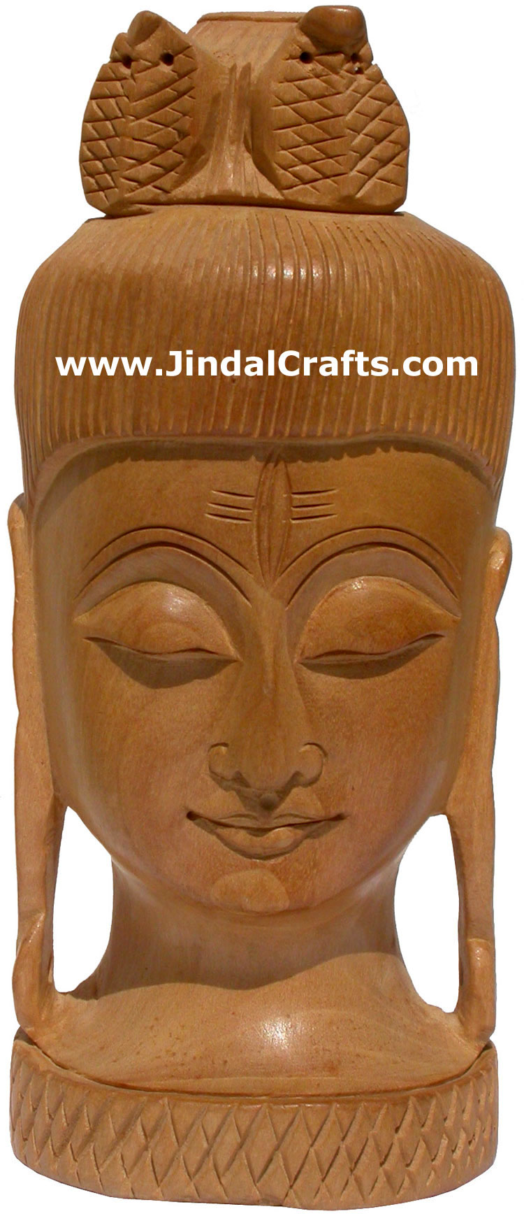 Hand Carved Wooden God Shiva Head Figure Indian Art
