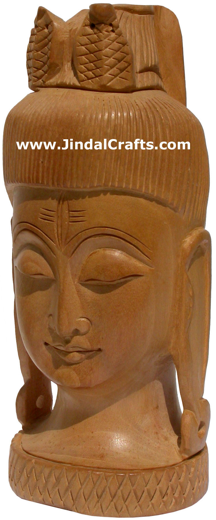 Hand Carved Wooden God Shiva Head Figure Indian Art