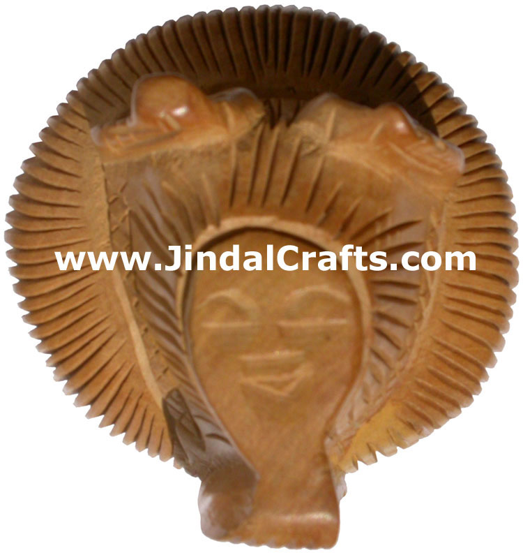 Hand Carved Wooden God Shiva Head Figure Indian Art