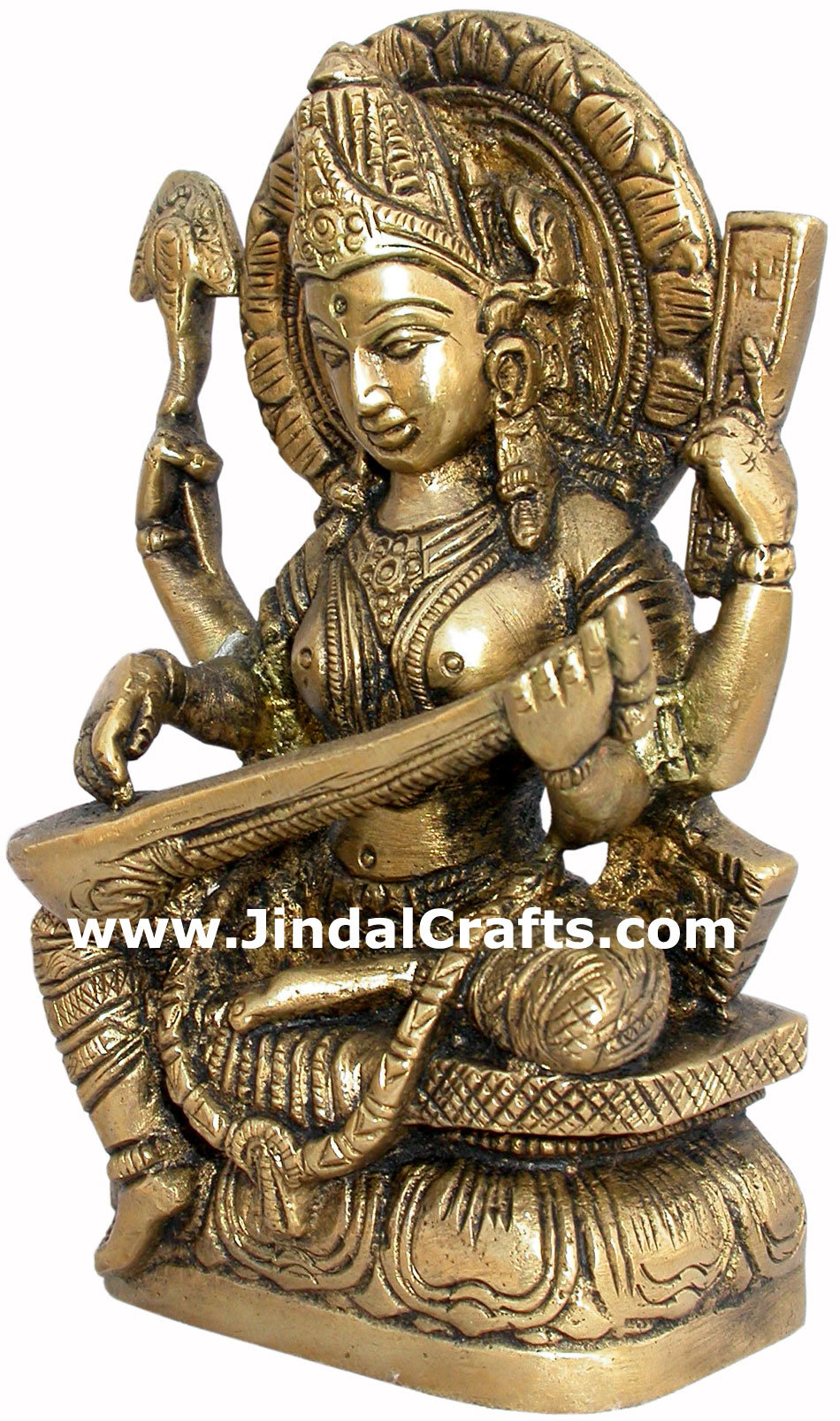 Saraswati - Hand Carved Indian Art Craft Handicraft Home Decor Brass Figurine