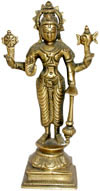 Lord Vishnu Indian God Brass Sculpture Hand Crafted