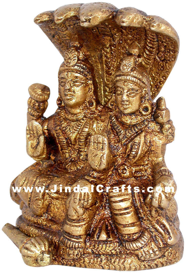 Vishnu Lakshni Indian God Goddess Brass Sculpture Arts