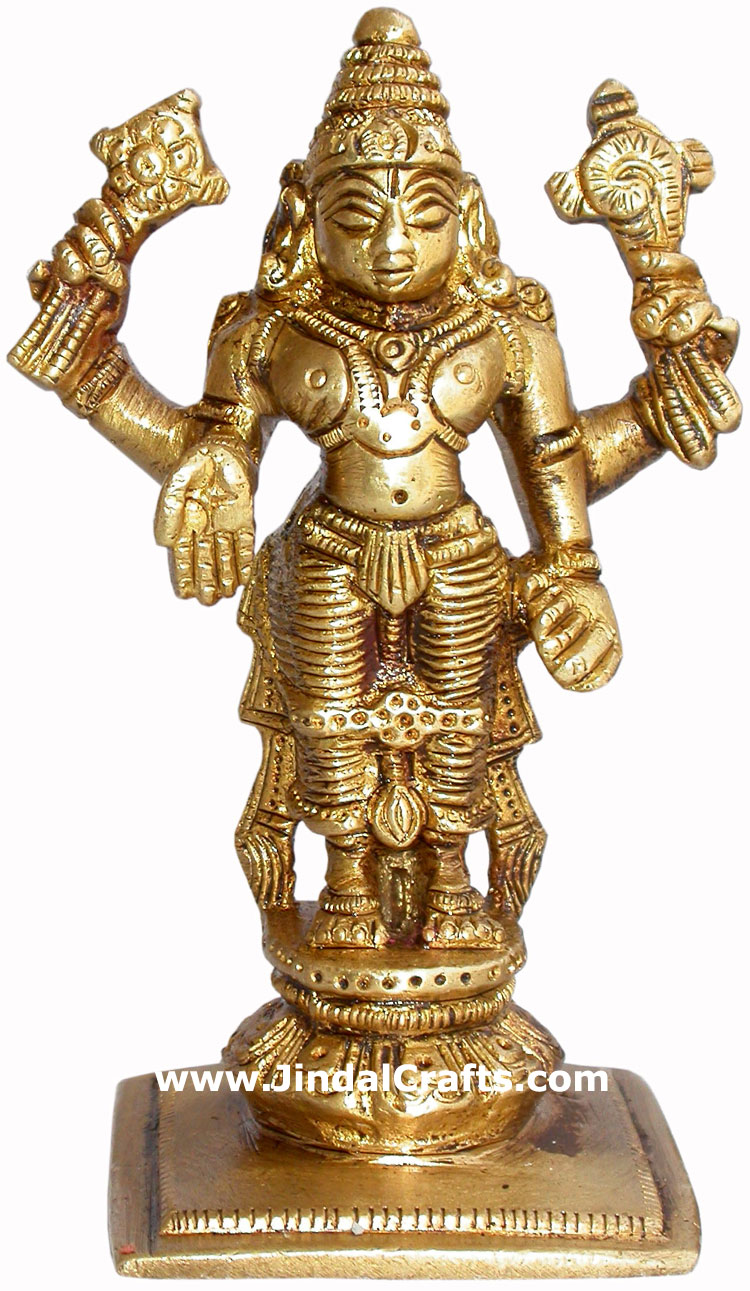 Vishnu - Hand Carved Indian Art Craft Handicraft Home Decor Brass Figurine