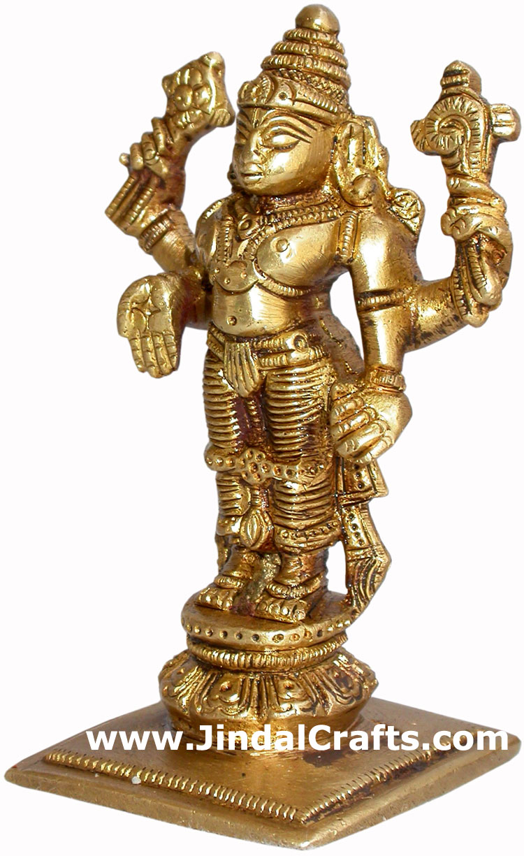 Vishnu - Hand Carved Indian Art Craft Handicraft Home Decor Brass Figurine